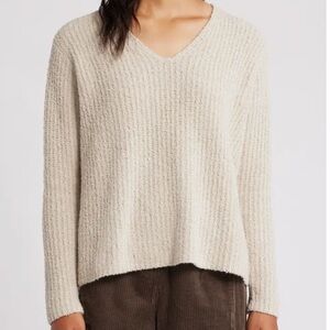 Eileen Fisher V-Neck Organic Cotton & Cashmere Blend Sweater Size Small